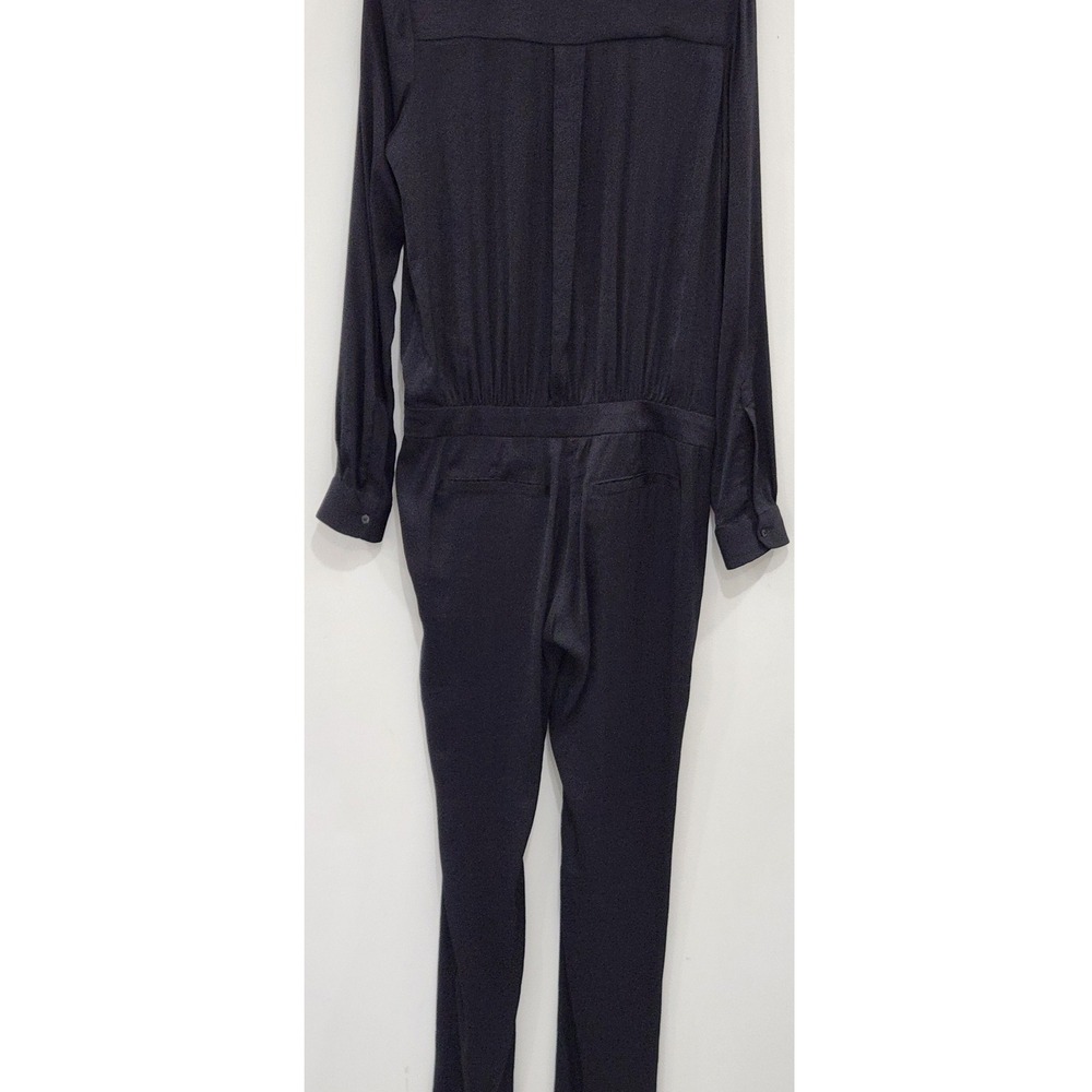 ALC Womens Black Long Sleeve Pleated Front Jumpsuit Hidden Button Size 4 - Picture 3 of 10